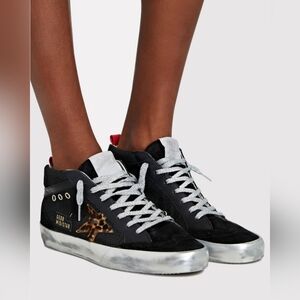 Golden Goose Mid/Star Double Quarter Sneaker  Leopard Stars Size 40